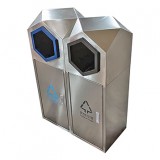 室外園林組合式菱形不銹鋼分類(lèi)垃圾桶